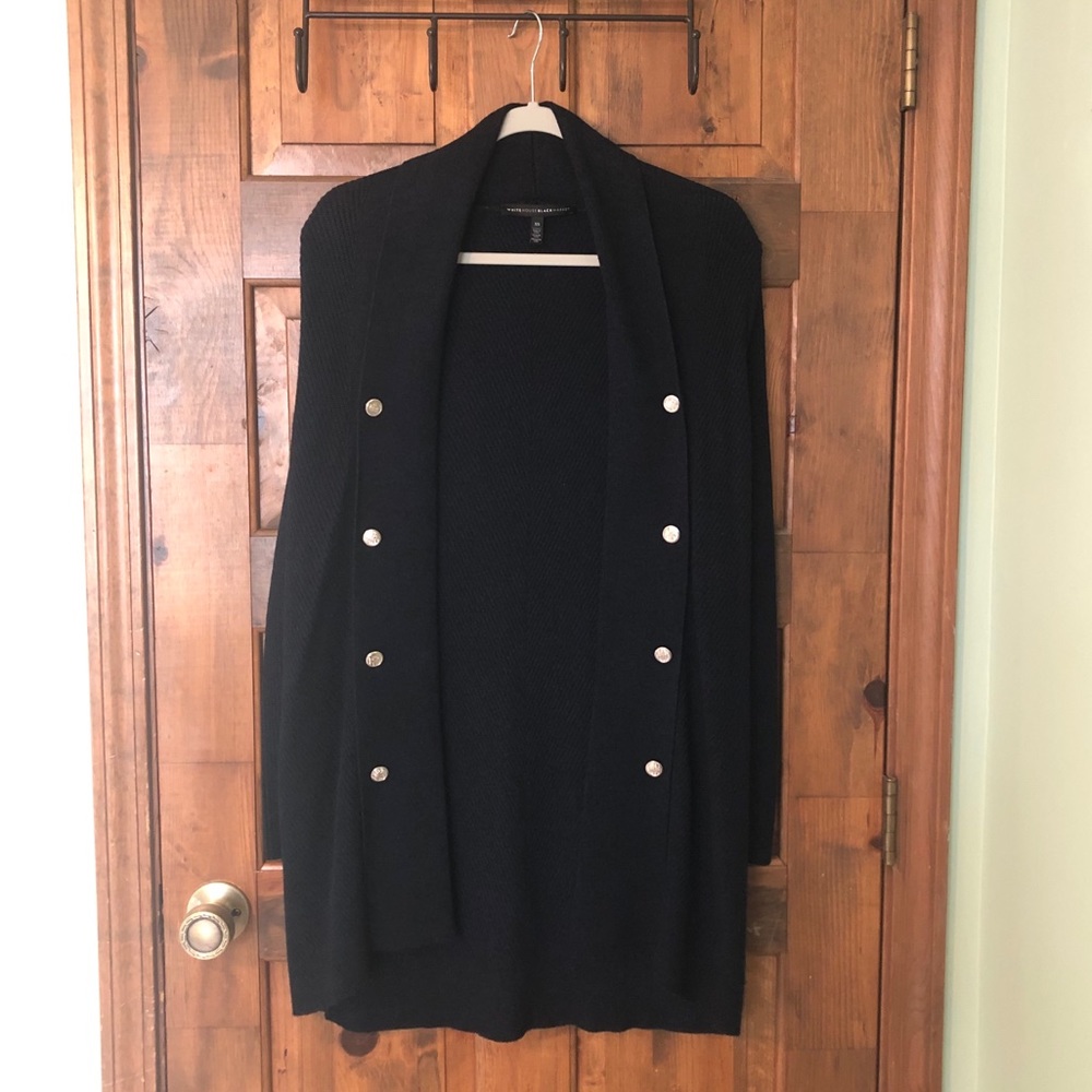 WHBM Navy and Black Open Front Cardigan